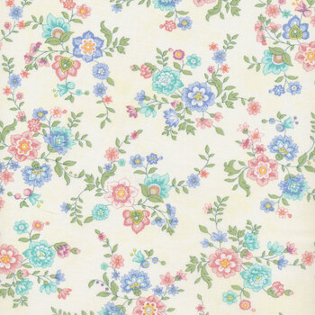 Dorothy Jean's Flower Garden 2974-44 Cream by Mary Jane Carey for Henry Glass Fabrics, Image