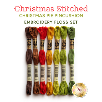 Christmas Pie Pincushion 7pc Embroidery Floss Set, Image