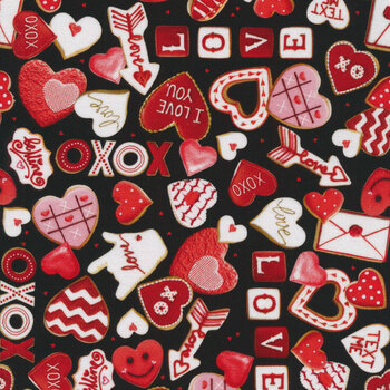 Be Mine HEART-CD1585-BLACK by Timeless Treasures Fabrics