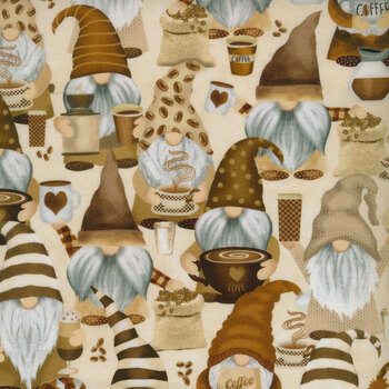 Espresso Yourself COFFEE-CD2027 BEIGE Coffee Gnomes by Timeless Treasures Fabrics, Image