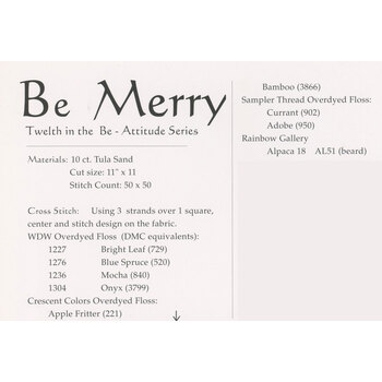 Be Merry Cross Stitch Pattern, Image