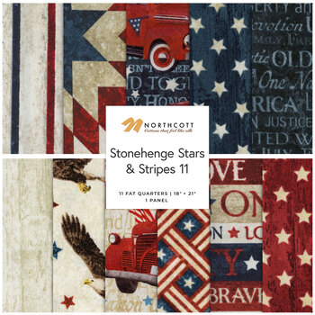 Stonehenge Stars & Stripes 11 - 11 FQ Set + Panel by Linda Ludovico for Northcott Fabrics, Image