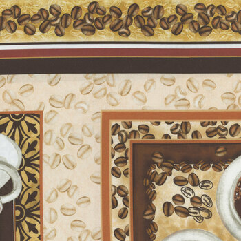 For The Love Of Coffee 14153-71 Panel Neutral by Nicole Decamp for Benartex, Image