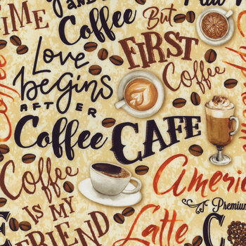 For The Love Of Coffee 14156-07 Cream by Nicole Decamp for Benartex, Image