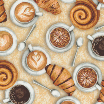 For The Love Of Coffee 14157-72 Caramel by Nicole Decamp for Benartex, Image