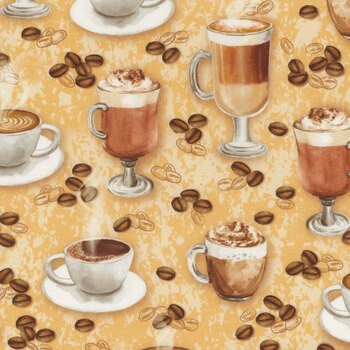 For The Love Of Coffee 14158-72 Caramel by Nicole Decamp for Benartex, Image