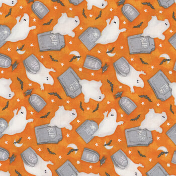 Nights of Olde Salem 807G-33 Orange by Shelly Comiskey for Henry Glass Fabrics, Image