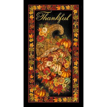 Thankful PANEL-CM2101 BLACK by Timeless Treasures Fabrics, Image