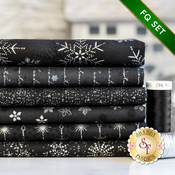 Stof Christmas  - 6 FQ Set Black/Silver by Stof Fabrics, Image