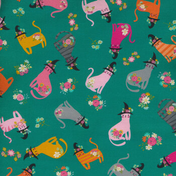 Kitty Loves Candy KC23902-TEAL by Poppie Cotton, Image