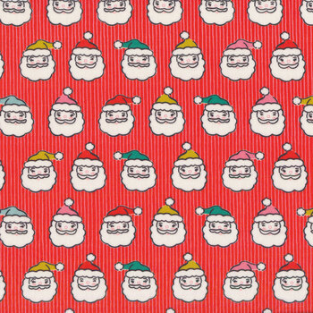 Oh What Fun 23318-RED Santa Heads by Elea Lutz for Poppie Cotton REM, Image