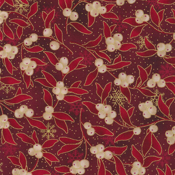 Stof Christmas - Twinkle 4590-001 Dark Red Mistletoe by Stof Fabrics, Image