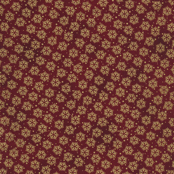 Stof Christmas - Twinkle 4590-013 Red Tiny Snowflakes by Stof Fabrics, Image