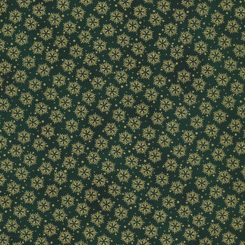 Stof Christmas - Twinkle 4590-014 Green Tiny Snowflakes by Stof Fabrics, Image