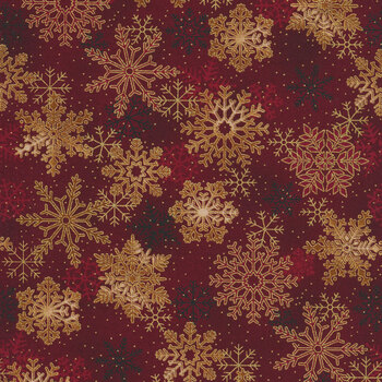 Stof Christmas - Twinkle 4590-017 Dark Red Snowflakes by Stof Fabrics REM, Image