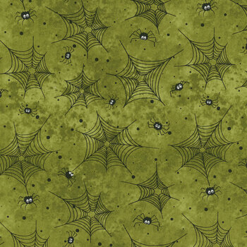 Scaredy Cats 53536-7 Moss by Windham Fabrics, Image