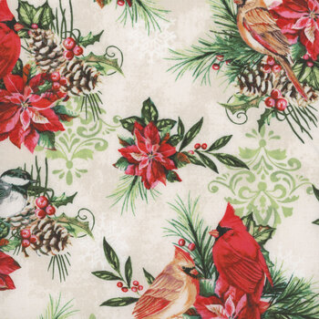 Holiday Greetings 53603-2 Winter Songbirds by Windham Fabrics, Image