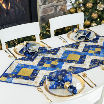 SAMPLE - Lattice Table Runner - Christmas Joy - Blue