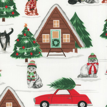 Santa Paws 20756-WHT by Jo Taylor for 3 Wishes Fabric, Image