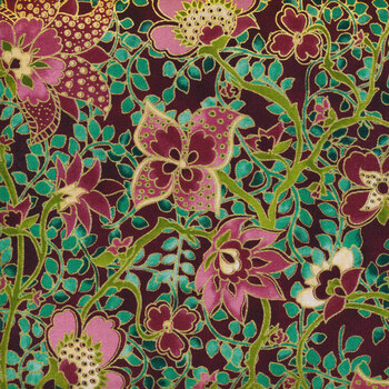 Jeweled Leaves 21609-24 Plum by Robert Kaufman Fabrics