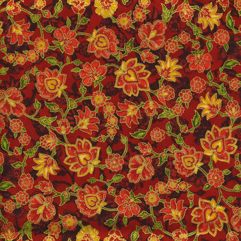 Jeweled Leaves 21610-91 Crimson by Robert Kaufman Fabrics