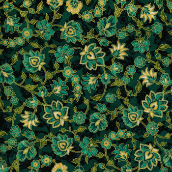 Jeweled Leaves 21610-213 Teal by Robert Kaufman Fabrics