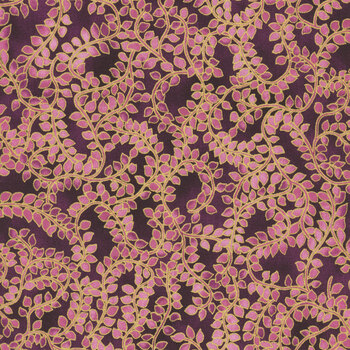 Jeweled Leaves 21611-20 Amethyst by Robert Kaufman Fabrics, Image