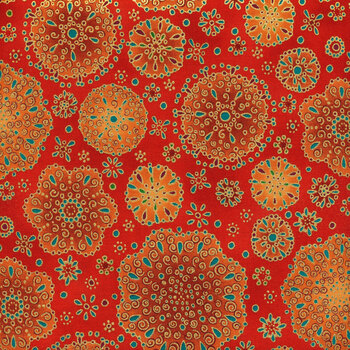 Jeweled Leaves 21612-118 Ruby by Robert Kaufman Fabrics, Image