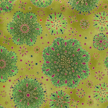 Jeweled Leaves 21612-424 Peridot by Robert Kaufman Fabrics, Image