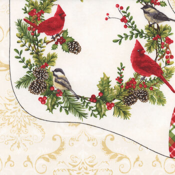 Holly Berry Park 7276P-33 Cream Panel by Art Loft for Studio E Fabrics, Image