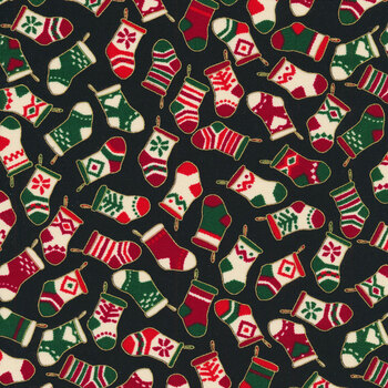 Holiday Charms 21621-2 Black by Robert Kaufman Fabrics, Image