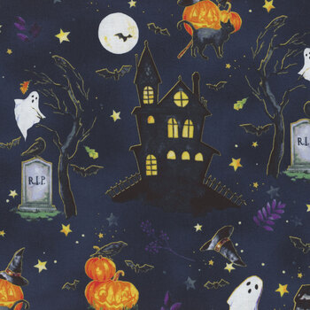 Happy Haunting V5179-128 Midnight by Hoffman Fabrics