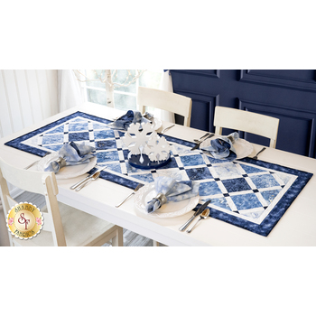  Elegant Diamonds Table Runner - Blizzard Blues