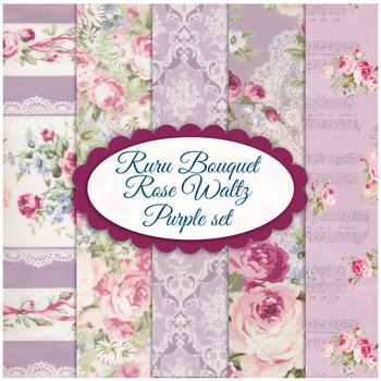 Ruru Bouquet - Rose Waltz  5 FQ Set Purple by Quilt Gate