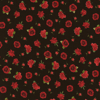 Vintage Rose ROSE-CD2206 BLACK by Timeless Treasures Fabrics, Image