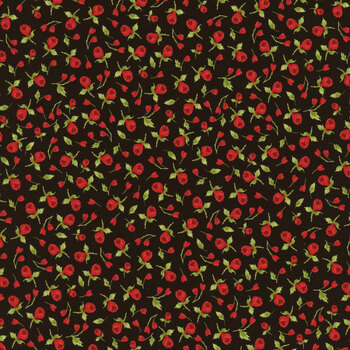 Vintage Rose ROSE-CD2207 BLACK by Timeless Treasures Fabrics, Image