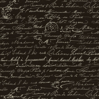 Vintage Rose SCRIPT-CD2210 BLACK by Timeless Treasures Fabrics, Image