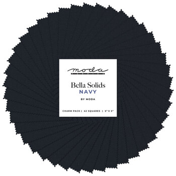 Bella Solids  Charm Pack - 9900PP-20 Navy by Moda Fabrics, Image