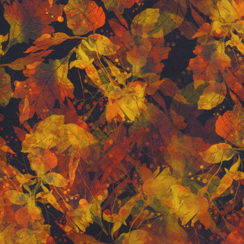 Reflections of Autumn II 22RA-1 Shadow Leaves by Jason Yenter for In The Beginning Fabrics, Image