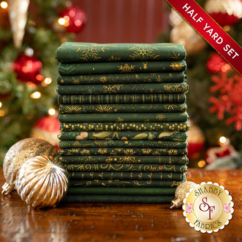 Stof Christmas  - 17 Half Yard Set Green/Gold by Stof Fabrics, Image