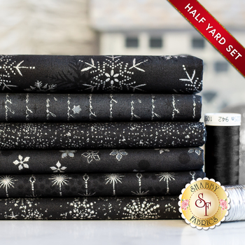 Stof Christmas  - 6 Half Yard Set Black/Silver by Stof Fabrics