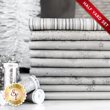 Stof Christmas  - 9 Half Yard Set Gray/Silver by Stof Fabrics, Image