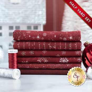 Stof Christmas - 6 Half Yard Set Red/Silver by Stof Fabrics