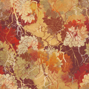 Reflections of Autumn II 25RA-1 Mums by Jason Yenter for In The Beginning Fabrics, Image