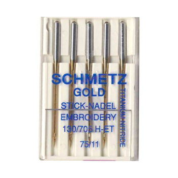 Schmetz Gold Stick-Nadel Machine Embroidery Needle - Size 75/11 - 5ct, Image