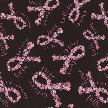 Pink Ribbon GAIL-CD2383 BLACK by Gail Cadden for Timeless Treasures Fabrics, Image