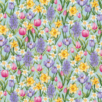 Hoppy Hunting 1058-11 Small Floral by Kitten Studio for Henry Glass Fabrics, Image