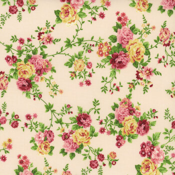 Serene Garden 3113-22 Floral Vines by Mary Jane Carey for Henry Glass Fabrics, Image