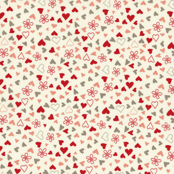 I Love Us C13964-CREAM Scattered Hearts by Riley Blake Designs REM, Image