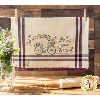  Chase Your Dreams Embroidery Dishtowel Kit #265 - Bareroots, Image